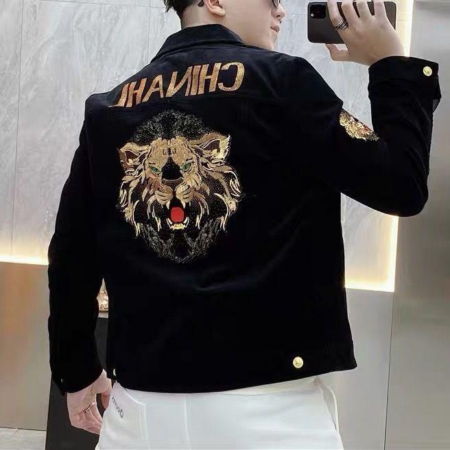 Мужская модная европейская вышитая лацканами куртка - Универсальная осенне-зимняя повседневная верхняя одежда. 4XL