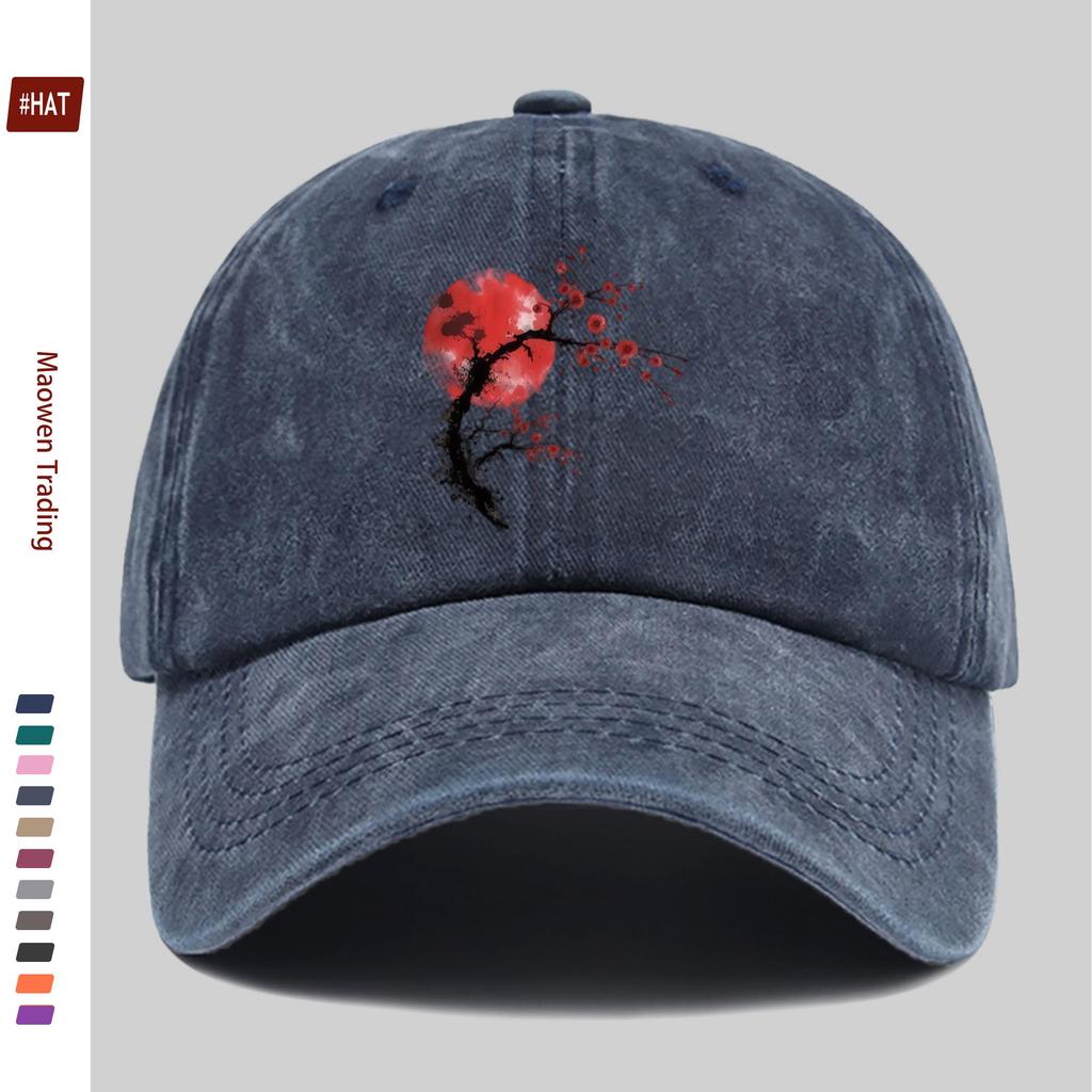 Pc Japanesestyle Red Plum Blossom Print Baseball Cap with Floral Print Design Decorative Hat Comfortable and Lightweight Hea