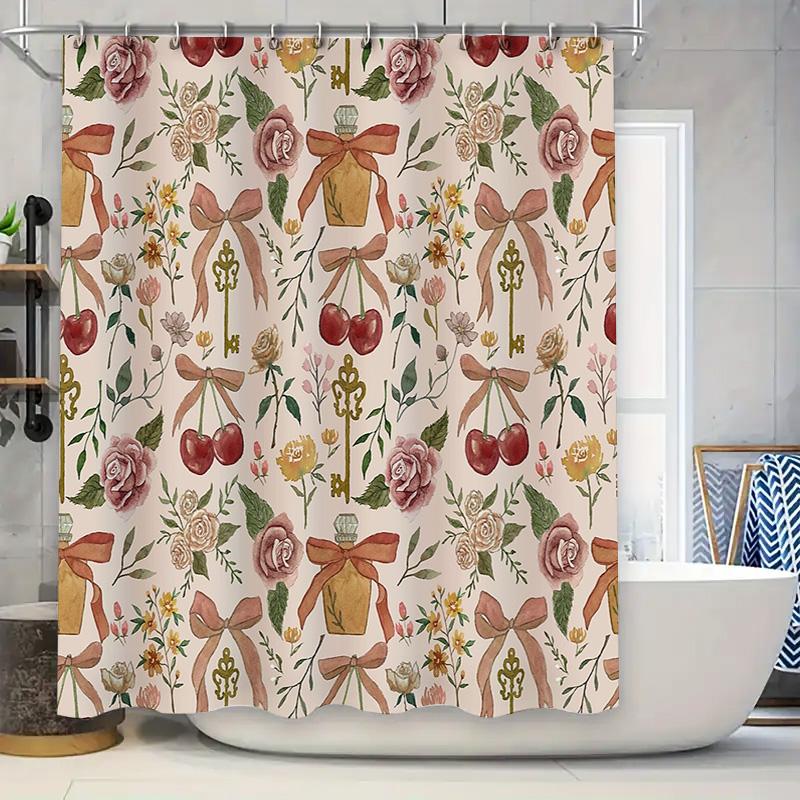 

Floral Shower Curtain Botanical Flower Pattern Waterproof Bathroom Decor Vintage Rustic Farmhouse Nature Wall Art Home Textile 90x180cm