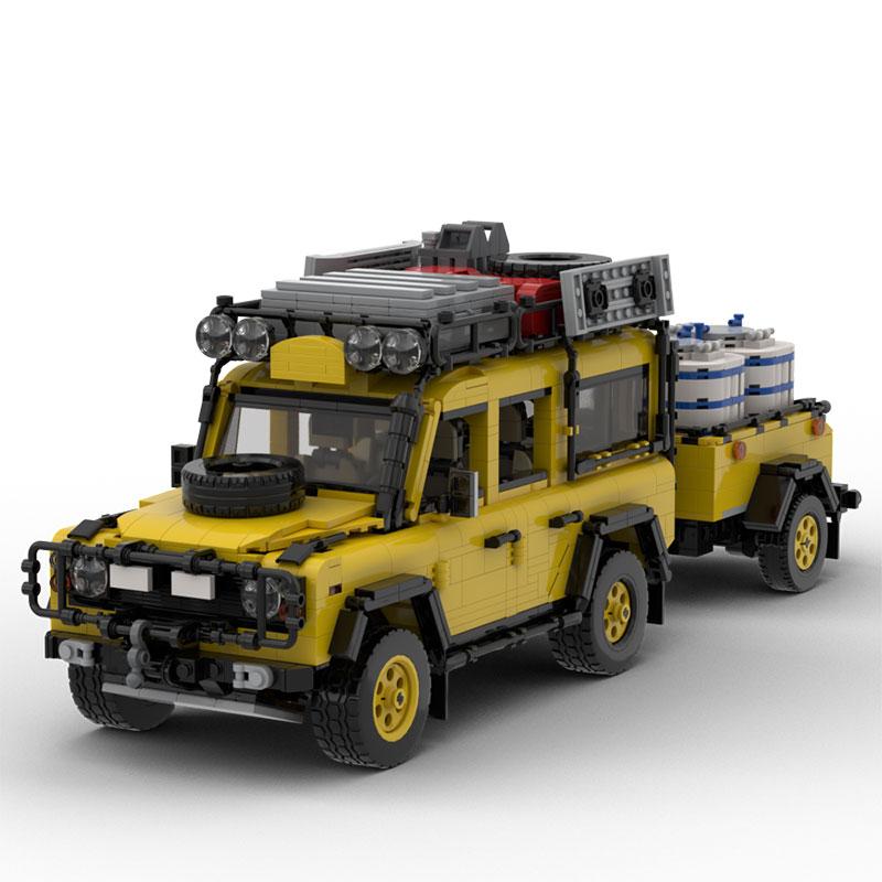 2466pcs Small Particle Building Block MOC Off-Road Vehicle with Trailer Model Toy Vehicle Gift