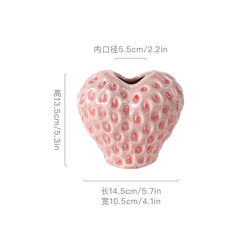 Red Strawberry Shaped Vase, Ceramic Vase