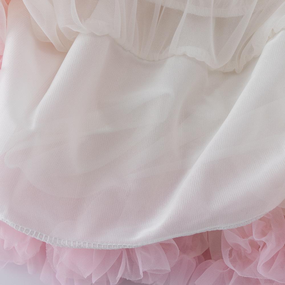 Kids Puffy Tulle Tutu Skirt, Separate Princess Skirt with Pink Bow Elastic Waist for Birthday Party