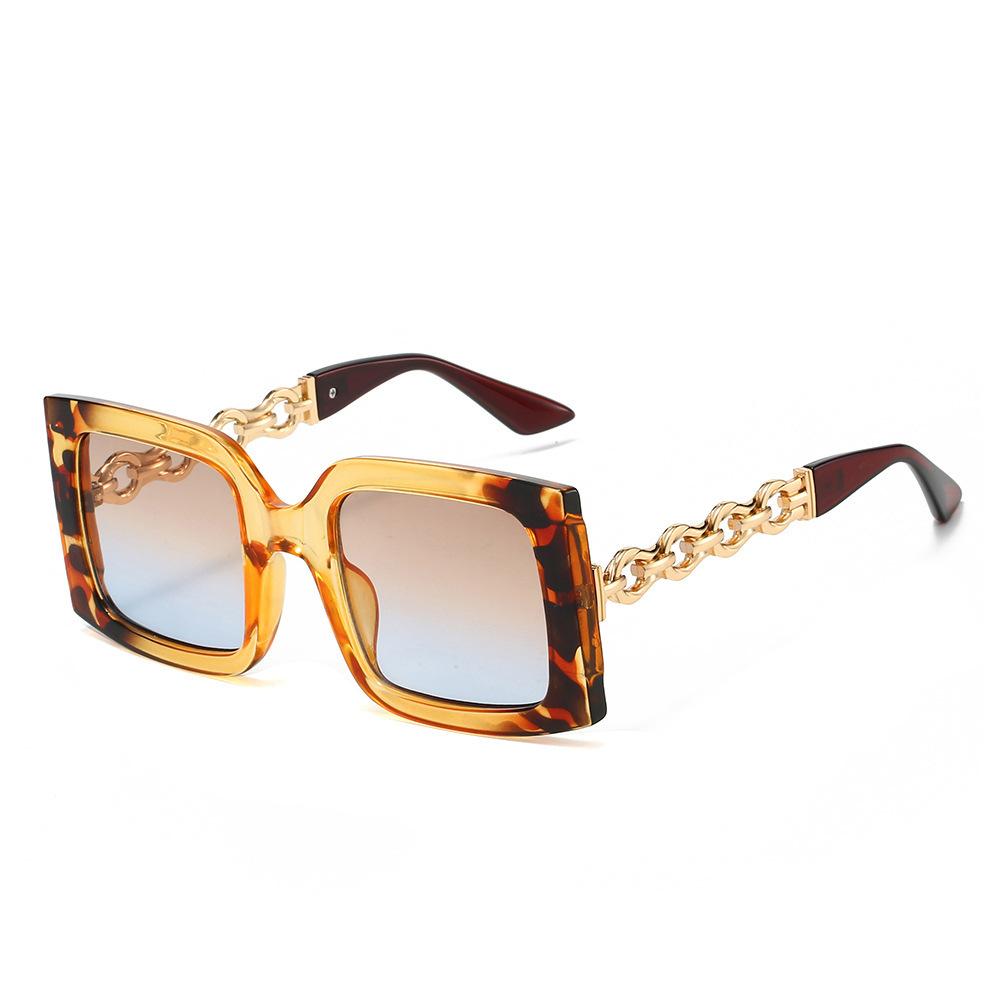 JYL TS Sunglasses UV Square Large Frame Chain/3242