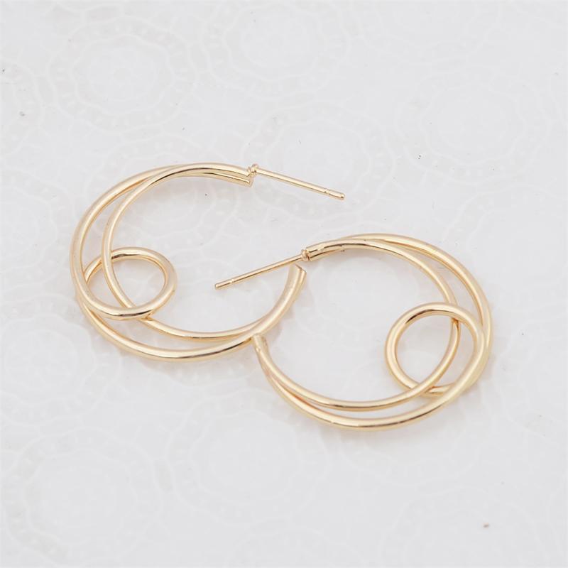 Moon Multi-layered Geometry C-Typed Gold Color Line Smooth Drop Earrings for Women Big Hyperbole Fashion Party Jewelry