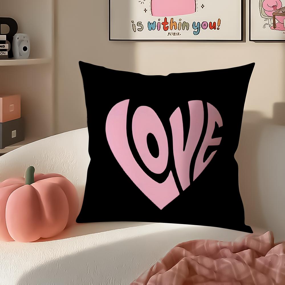 Sweet Romantic Cute Art Heart Shape Cushion Cover Pillowcase Short Plush Invisible Zipper Room Sofa Cushion Cover
