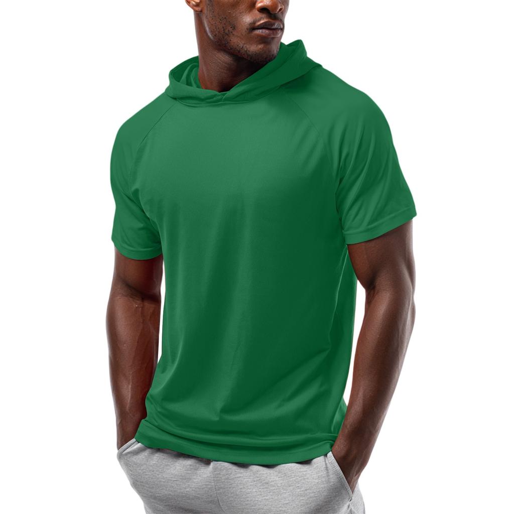 Men's Straight Shoulder Short-sleeved Hoodie T-shirt Sweatshirt