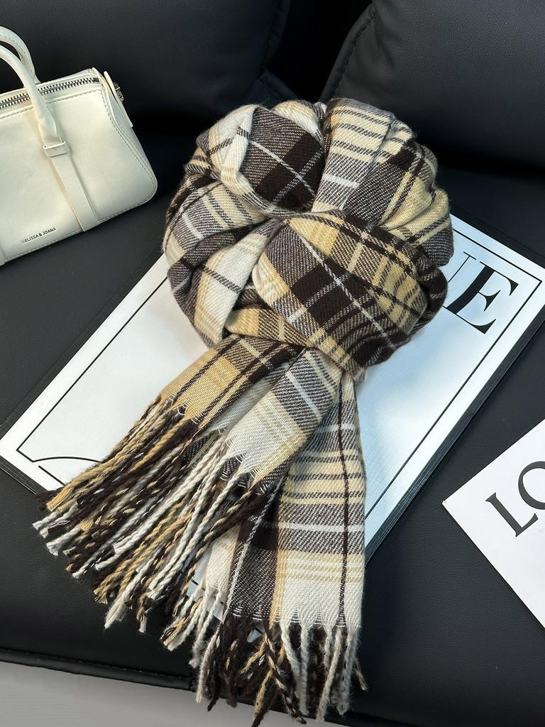 Scarf Women's Autumn and Winter Korean Version Versatile Japanese Plaid 1116 New Student Premium Warm Plaid Scarf Men