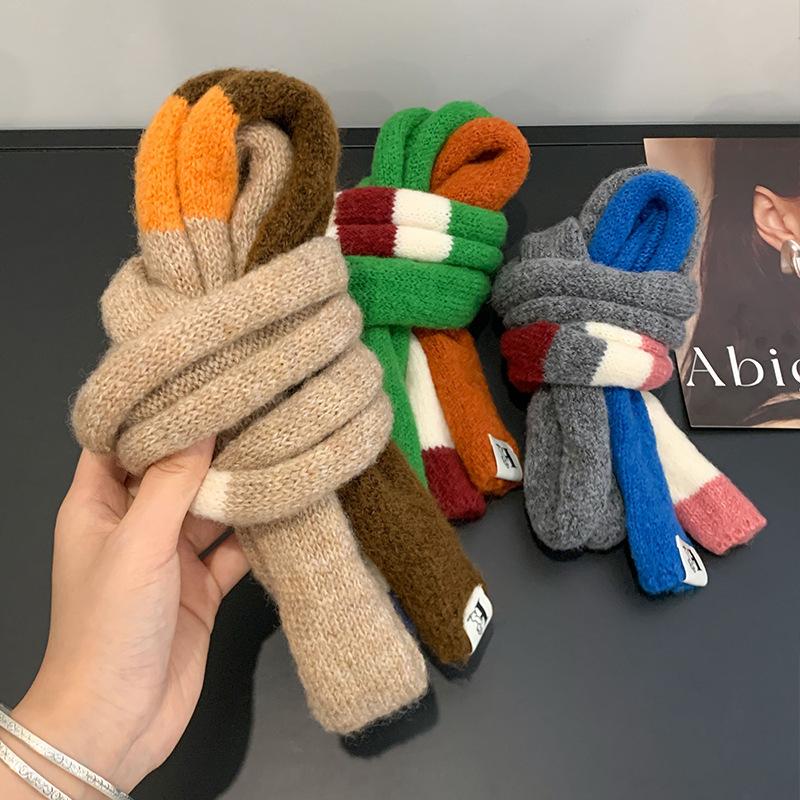 Korean Style Knitted Scarf Women Winter Warm Scarves Solid Cashmere Design Thickened Shawl Soft Long Pashmina Neck 2025 NEW
