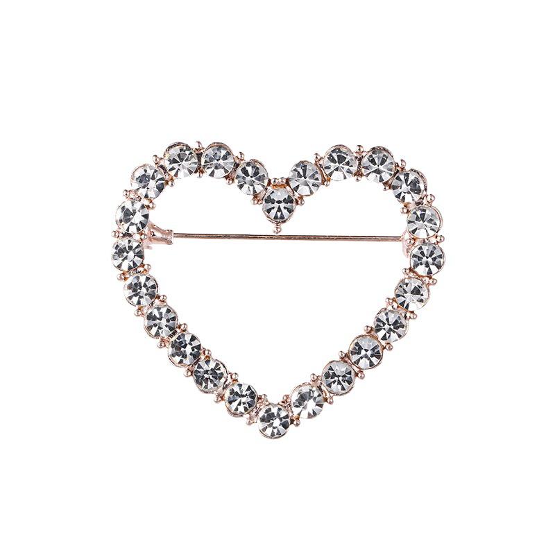 Elegant Rhinestone Heart Brooch for Women's Fashionable Clothing Accessories