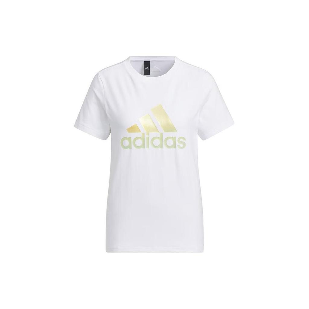 Adidas Printed Logo Casual Crew Neck Straight Short Sleeve T-Shirt Women Tops White IM8885