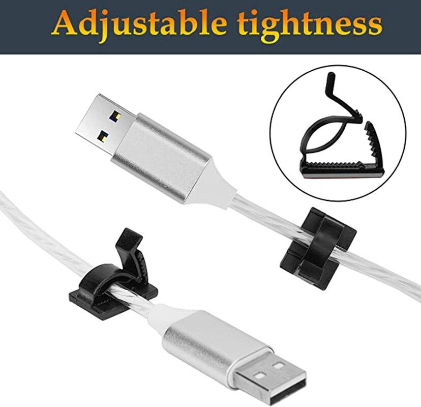 20 Pcs Cable Clips Self Adhesive Cord Management Black Wire Holder Organizer Clamp Self-adhesive Car Wire Clip Accessories