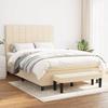 Estrutura de cama com colchão - Maison Exclusive - Tecido creme 140x190 cm - Estrado de ripas - Cabeceira ajustável