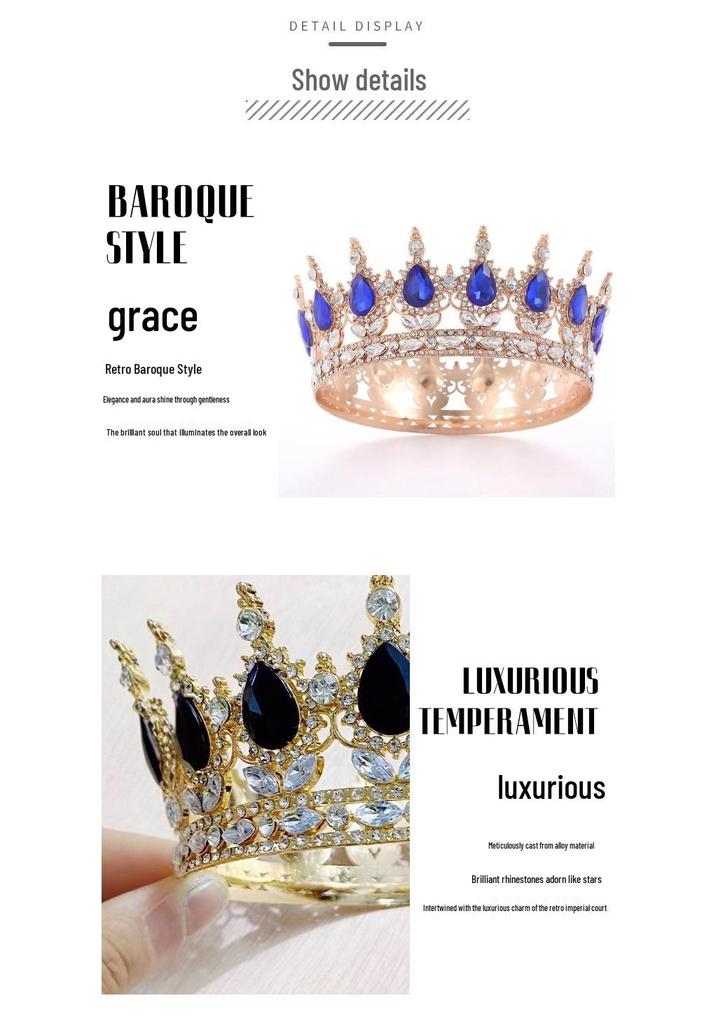 Elegant Baroque Wedding Crown for Women - Luxurious Full Circle Queen Headdress