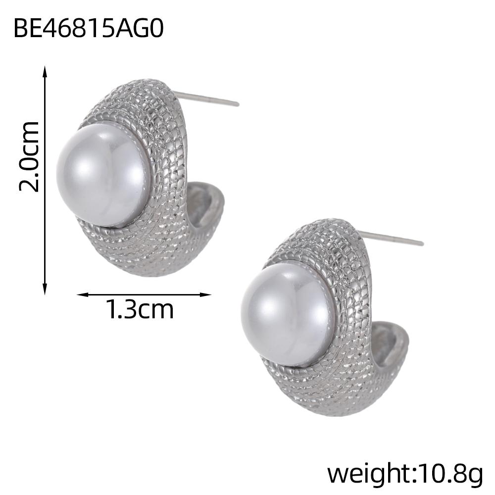 

CARLIDANA Fashion Vintage French Style Unique Design Gold Plated Stainless Steel White Pearl Earrings for Women Stud Earrings