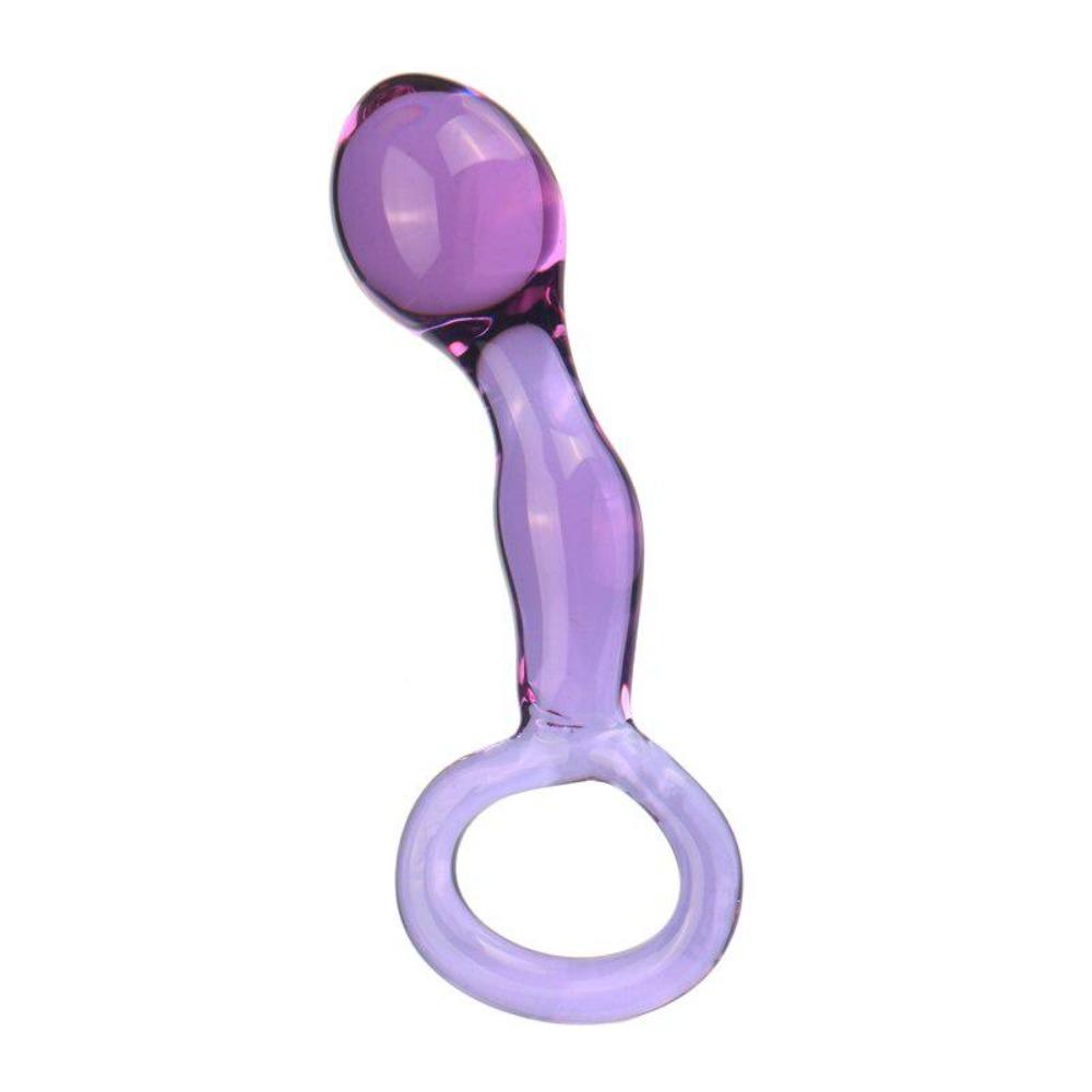 Purple Clear Glass Crystal Quantity Wand with Ring Plug