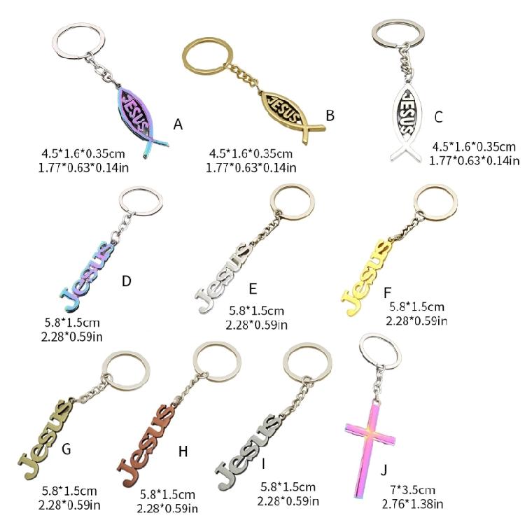 Fashionable Metal Letter/Fish/Crosses Pendant Key Rings Charm for Trendsetters