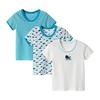 [POBIDOBY] Short Sleeve T-Shirts, Set of 3, Boys, 100% Cotton, Kids, Underwear, Tops, Going To Kindergarten, Going To School, All Seasons, Children's