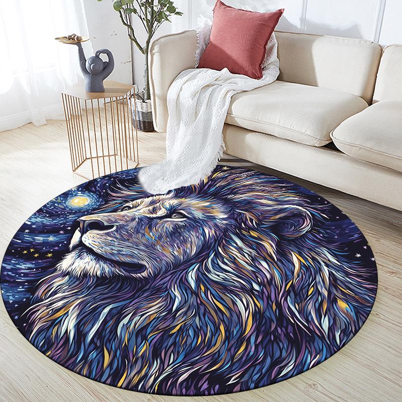 Lion King Pattern Round rug,Carpet Rug for Living Room Bedroom  Playroom ,Non-slip Floor Mat,Holiday Gifts and Birthday Gifts.