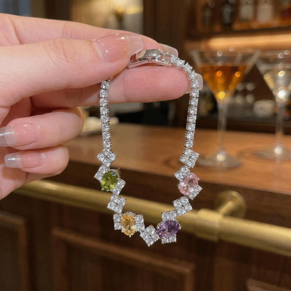 Colorful Zircon Bracelet Wristband Friendship Bracelet Women Crystal Hand Bracelet Hand Accessory