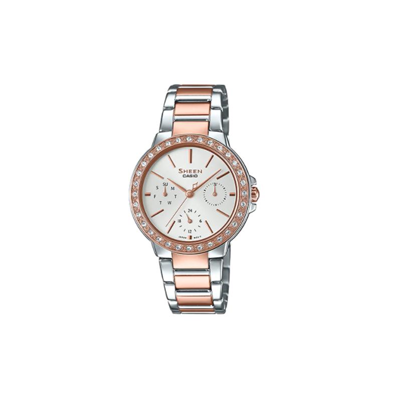 

Casio SHEEN Quartz Movement Stainless Steel Strap Japanese and Korean Watch Women s Watch Silver Dial SHE-3069SPG-7A серебряный