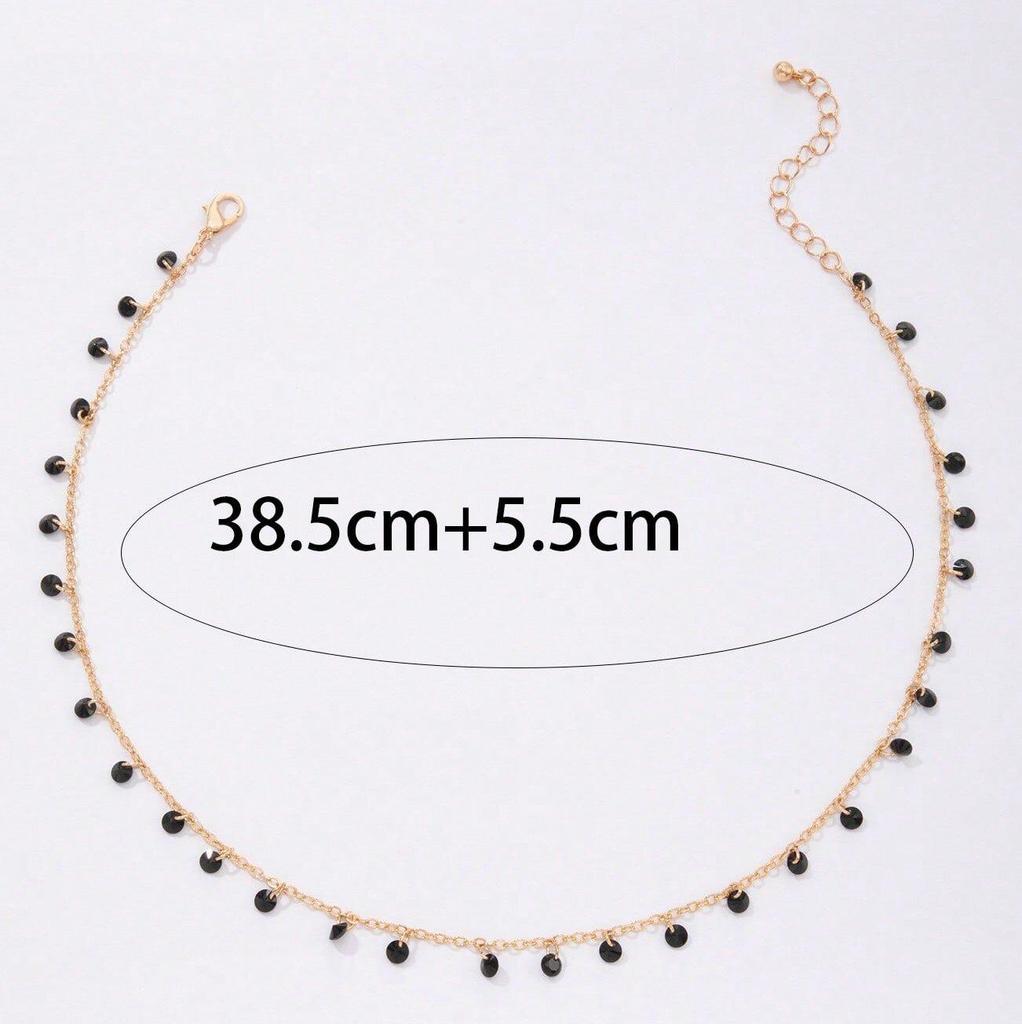 French Retro Colored Zircon Stone Pendant Choker Necklace for Women Fresh Style Versatile Daily Collarbone Short Necklace