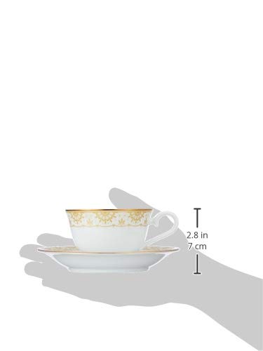 NARUMI Au & Petit (Au & Pt) Cup and Saucer Set, 190cc, Set of 2, Tea & Coffee, Microwave Safe, Made in Japan, Product Number 41377-33136