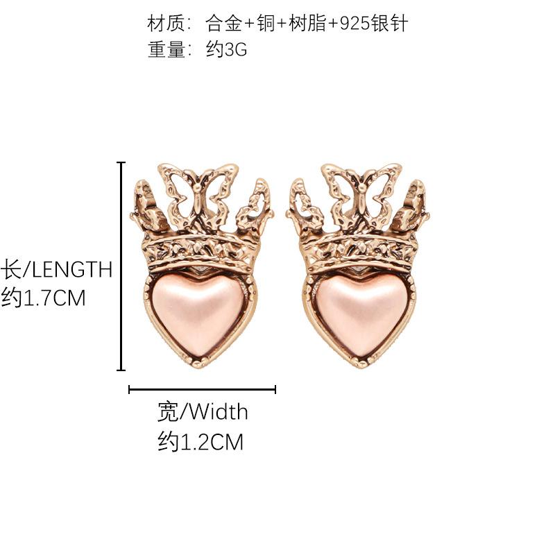 925 silver needle crown love stud earrings autumn and winter earrings original exquisite small earrings wholesale