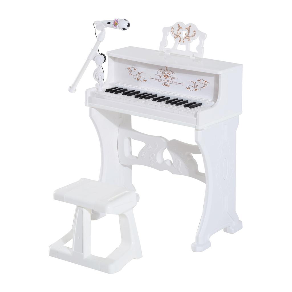 37 Keys Kids Piano Mini Electronic Keyboard Light Kids Musical Instrument Educational Game Children Grand Piano Toy Set w/Stool & Microphone & Music