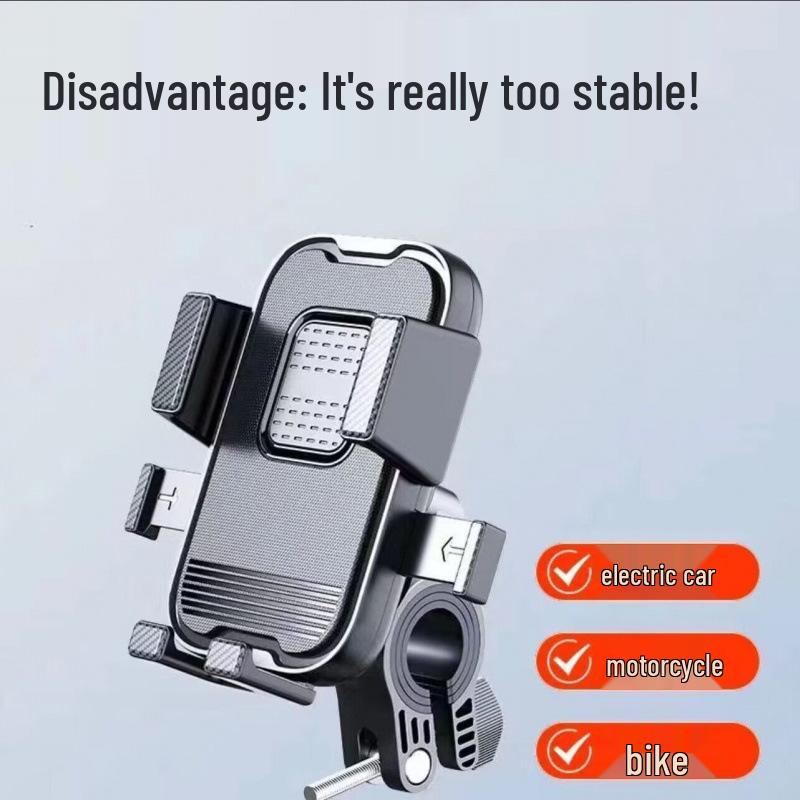 Anti-Shake Electric Scooter & Motorcycle Phone Mount for Food Delivery and Bicycle Navigation
