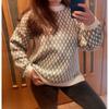 Oversized Plaid Sweater for Women Autumn Winter Soft Warm Pullovers Knitted Top