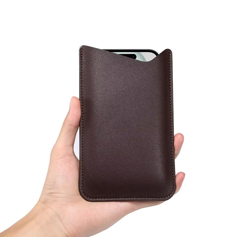 

Universal PU Leather Fabric Mobile Phone Bag For iPhone 16 15 14 13 12 Pro Max Samsung Xiaomi Huawei Protective Cell Phone Pouch 16 CM-9.5 CM кавовий