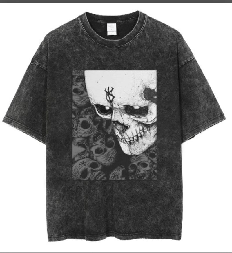 Unisex Hip Hop Men Streetwear Tshirt Washed Black Anime Naruto Graphic T-Shirt Cotton T Shirt Summer Tops Tees Vintage T Shirt