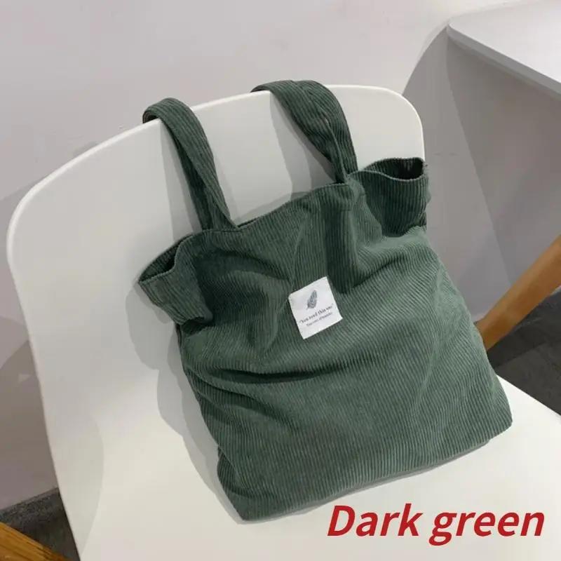 Women Corduroy Shopping Bag Female Canvas Cloth Shoulder Bag Environmental Storage Handbag Reusable Foldable Eco Grocery Totes
