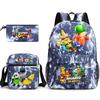Large Capacity Schoolbag with Shoulder Strap; Student Three-piece Pencil Case Set