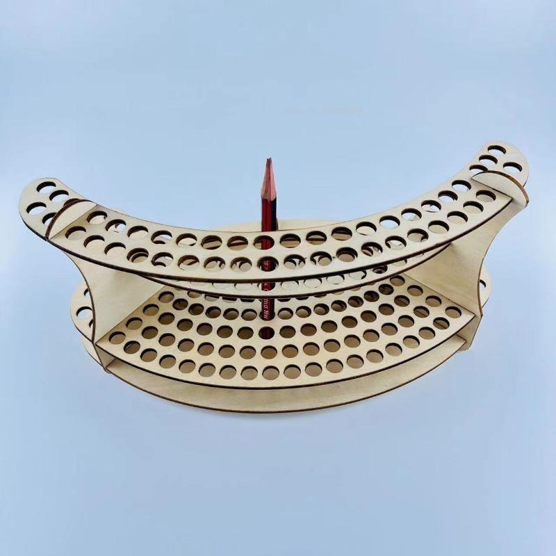 Carved Wooden Assembly Pencil Stand Art Drawing Materials Storage Tools Student Desktop Stationery Supplies Oil Brush Holder