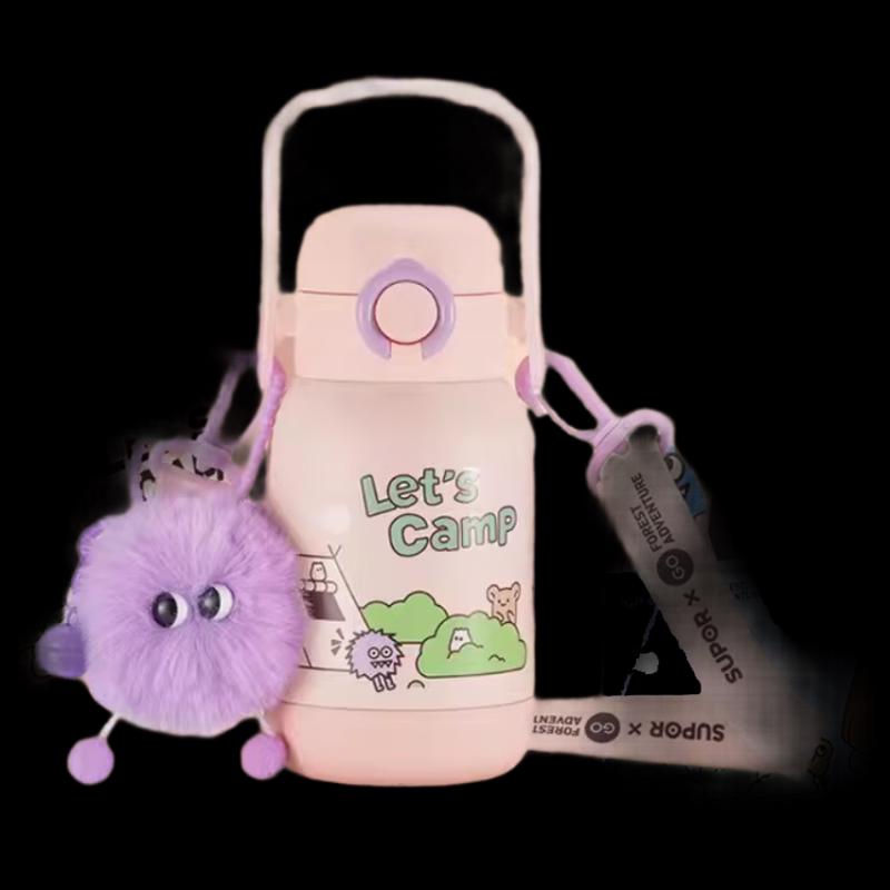 SUPOR 316 Stainless Steel Kids Insulated Straw Water Bottle with Strap