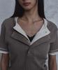 PARADIGMFILM [Ep.02] Slub Layered Henley Neck Knit Top (Beige)