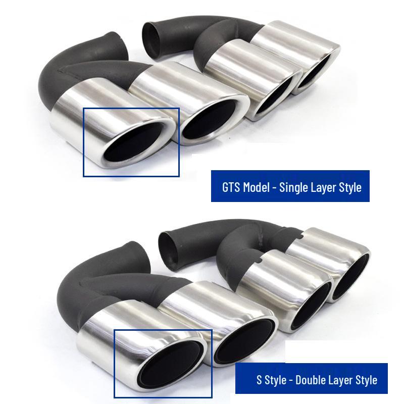 Porsche Cayenne (2011-2014) GTS Black Quad Exhaust Tips for Pipe Modification