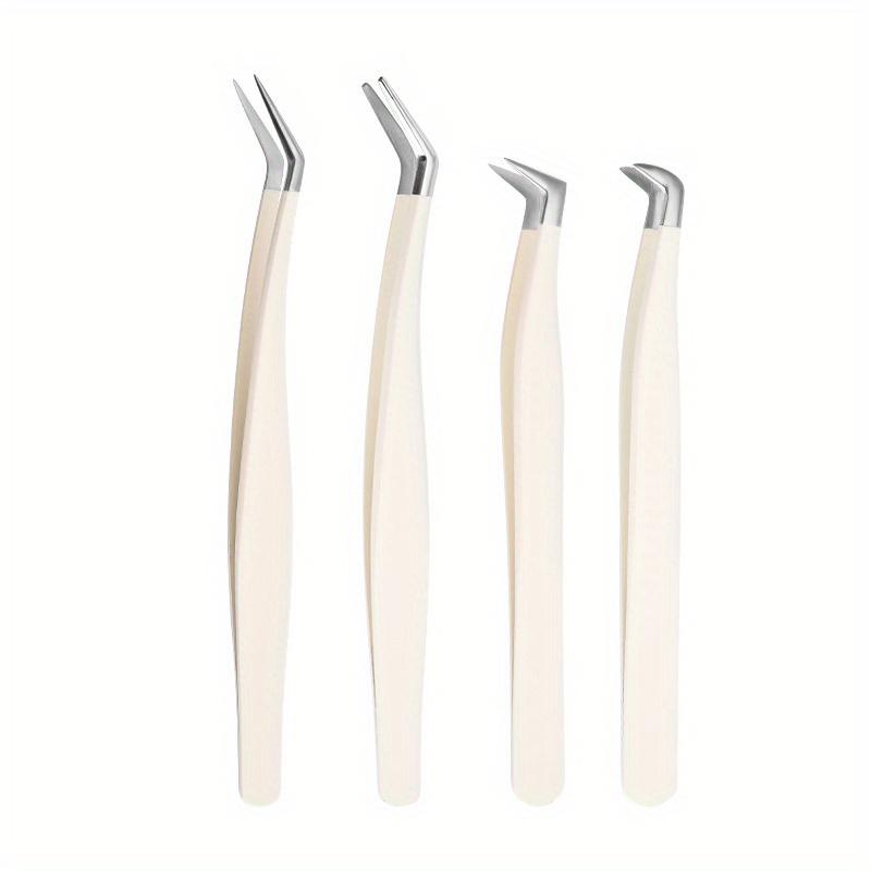 1/4 Pcs Eyelashes Tweezers Stainless Steel Superhard Tweezers High Precision Anti-static Tweezers for Eyelash Extensions