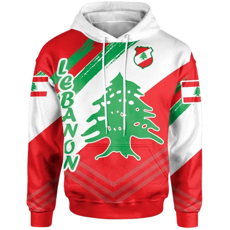 The Republic Of Lebanon Map Flag Graphic Sweatshirts National Emblem Cedrus Deodara Hoodies For Men Clothes Casual Women Hoody