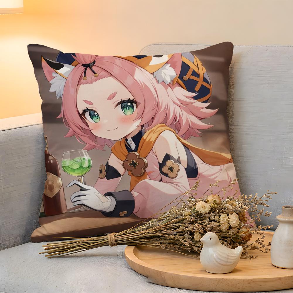 Cushion Cover Linen SkinFriendly Soft Decorative Case For Sofa Home Decor Hot Game Genshin Impact Pillow cover