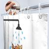 Cute Cat And Dog Shower Curtain, Cartoon Corgi Pet Pattern Fabric Bath Decor With 12 Hooks For Kids Bathroom Bathtub, 1Pc