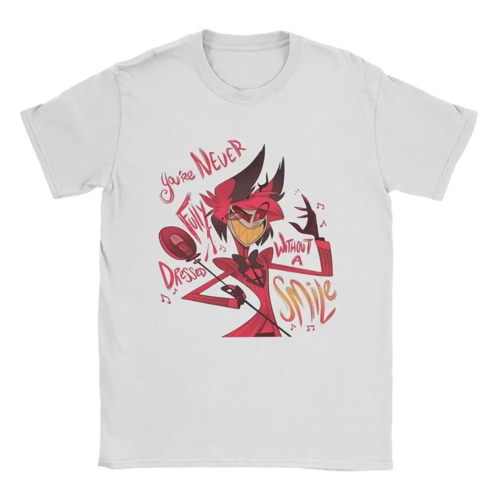 

Мужская футболка Hazbins Hotels Alastor, хлопковая одежда, винтажная футболка с коротким рукавом и круглым вырезом, футболка с принтом XXXXXL белый