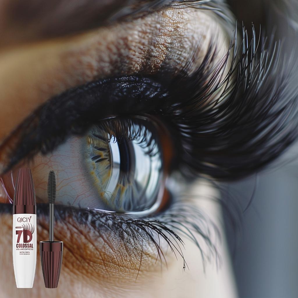 7D Mascara Black Waterproof Extra Long Volume Lasting Smudge-Resistant Natural Curling Mascara Novice Quick Start Big Eye Makeup