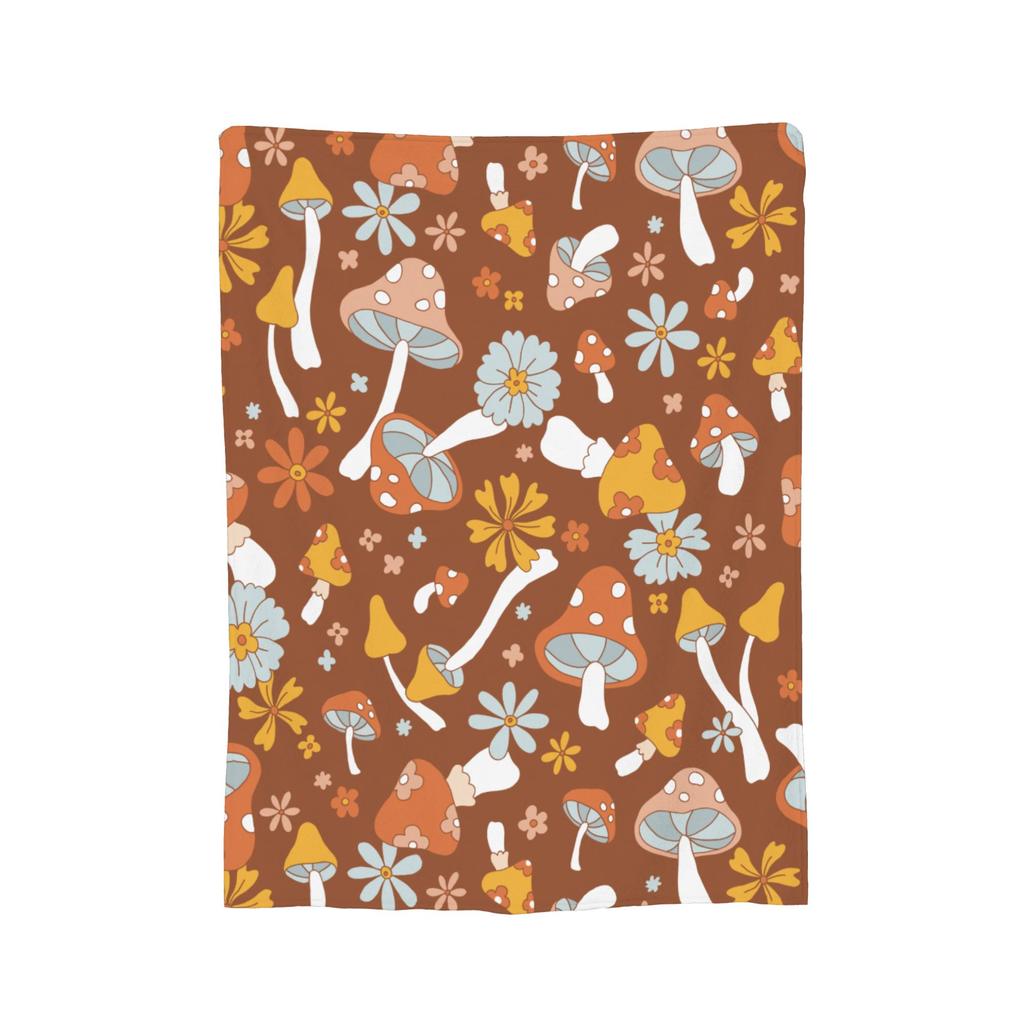 Leaf and Mushroom Pattern Blankets Velvet Spring Autumn   Multifunction Super Warm Throw Blankets for Home Couch Bedding Throws