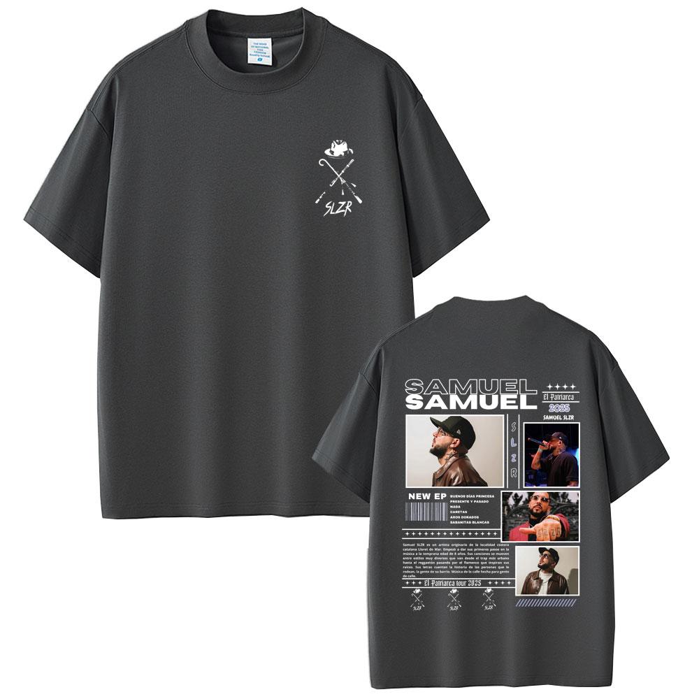 Rapper Samuel Slzr Tour 2025 T Shirts Unisex Women Fashion Hip Hop Oversized Short Sleeve T-shirts Male Casual Cotton Retro T-shirt