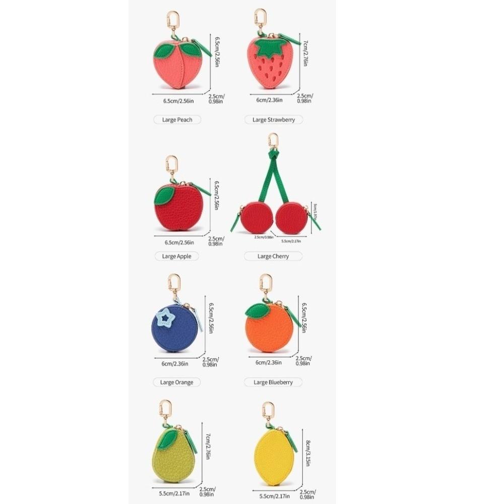 Portable Cherry Design Coin Purse Charm Fruit Shape Handmade Mini Zipper Pouch PU Leather Change Purse Gift For Girl