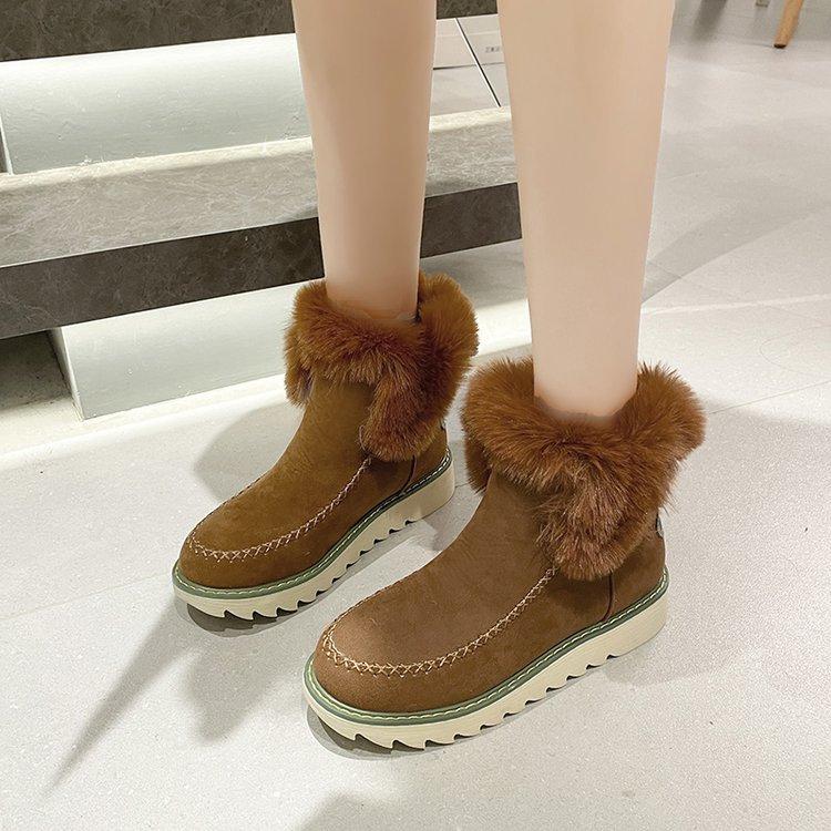 

Зимние новые бархатные утолщенные сноубутсы на толстой подошве для женщин, теплые полотенца большого размера, короткие ботинки, хлопковые туфли для женщин 43 коричневый