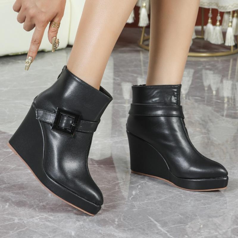 2026 Frühling Herbst Schuhe Damen Hohe Absätze Stiefel Mode Modern Damen Keilschuhe 10cm Schwarz Weiß Übergröße 42