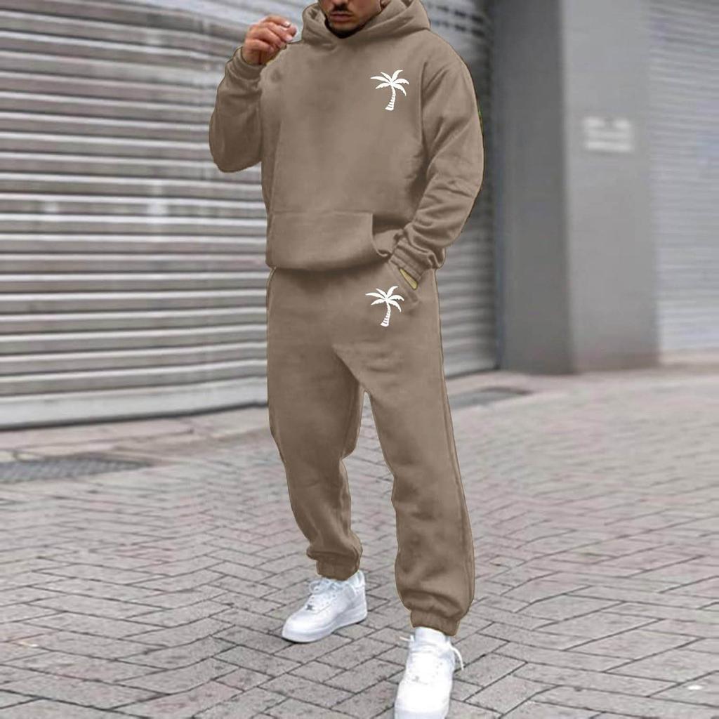 Herren Übergroßer Fleece Sportbekleidung Outdoor Lässig Locker Kapuzenpullover und Jogginghosen Set